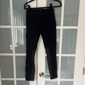J crew navy legging with black leather panels